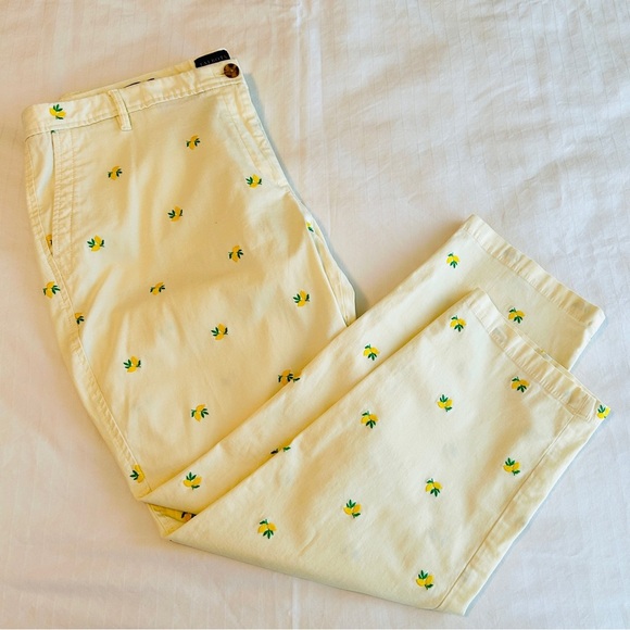 Talbots Pants Lemon Embroidered Relaxed Chino Ivory Cotton Plus Size 16W Petite - Picture 12 of 16